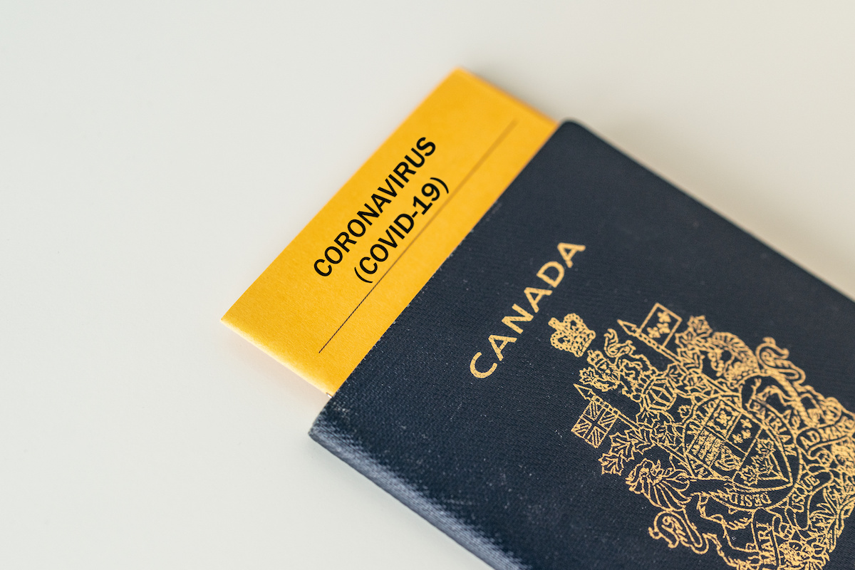 Canada passport with covid/coronavirus certificate