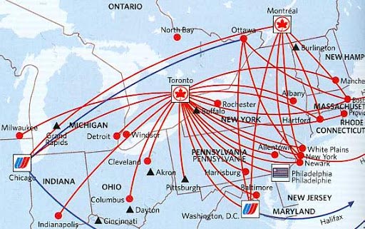 Air Canada flight map