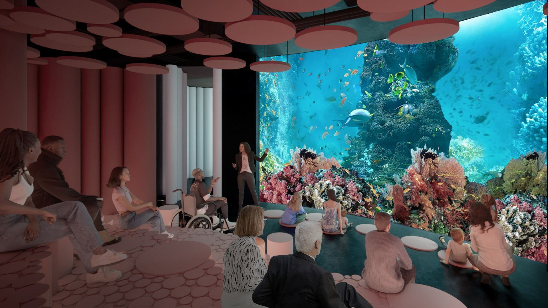 The future Aquarium de Montréal will lead by innovation, combining spectacular habitats and unique immersive experiences for guests of all ages and abilities. Image rendering provided by Aquarium de Montréal. (CNW Group/Groupe Écorécréo Inc.)