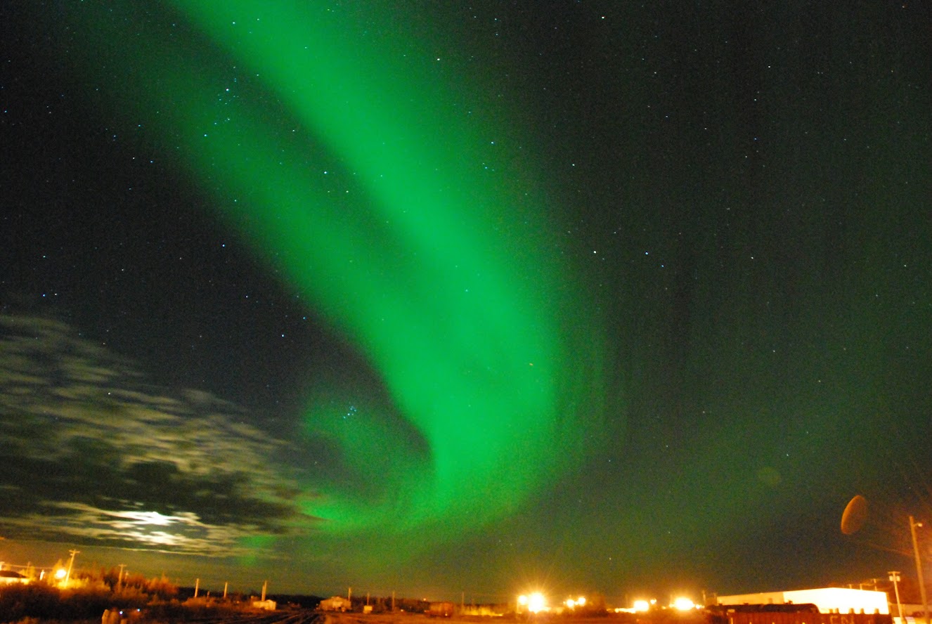 Enjoying the aurora in Gillam, Manitoba